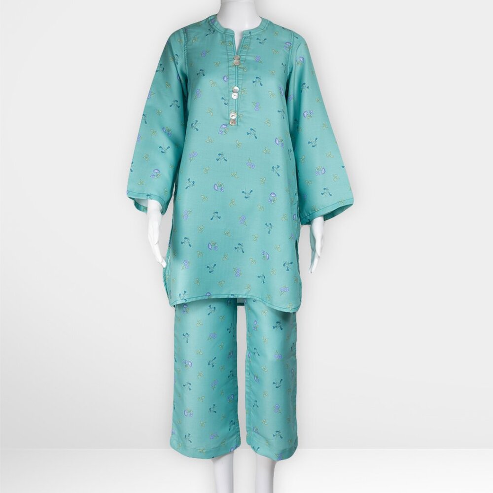 SANA SAFINAZ COORD SET - TURQUOISE FLORAL